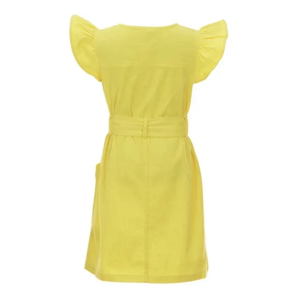 Copper Key Big Girls' Ruffle Sleeve‎ Dress, XL - Yellow